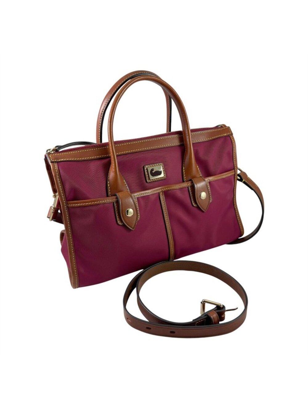 Dooney & Bourke Wayfarer Satchel Burgundy Nylon Purse Shoulder Crossbody Bag